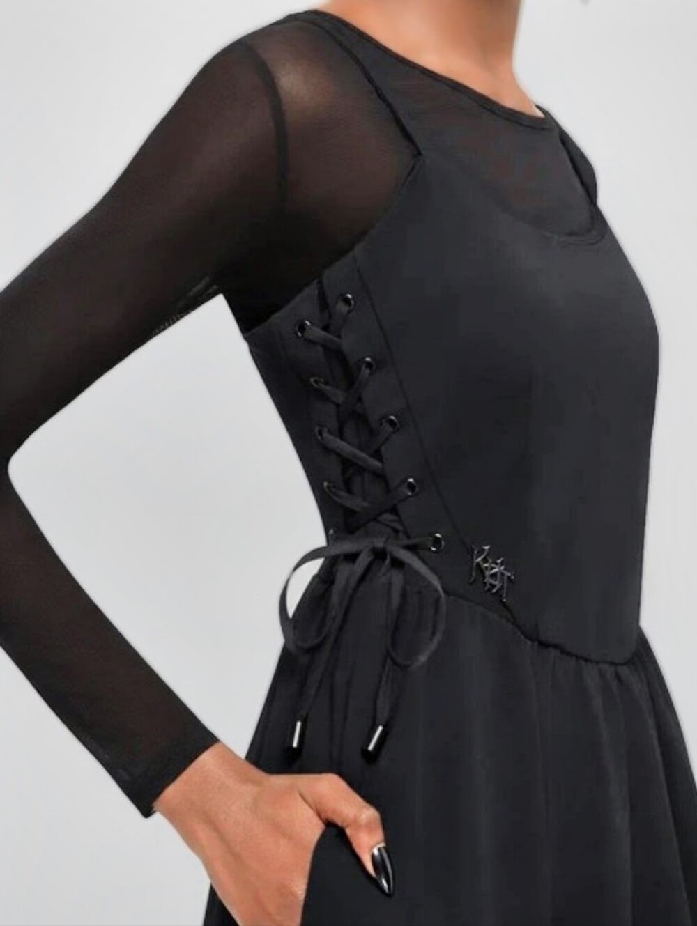 NWT KillStar Black Kaias Storm Spagetti Strap Lace Up Side Corset Maxi DressXS
